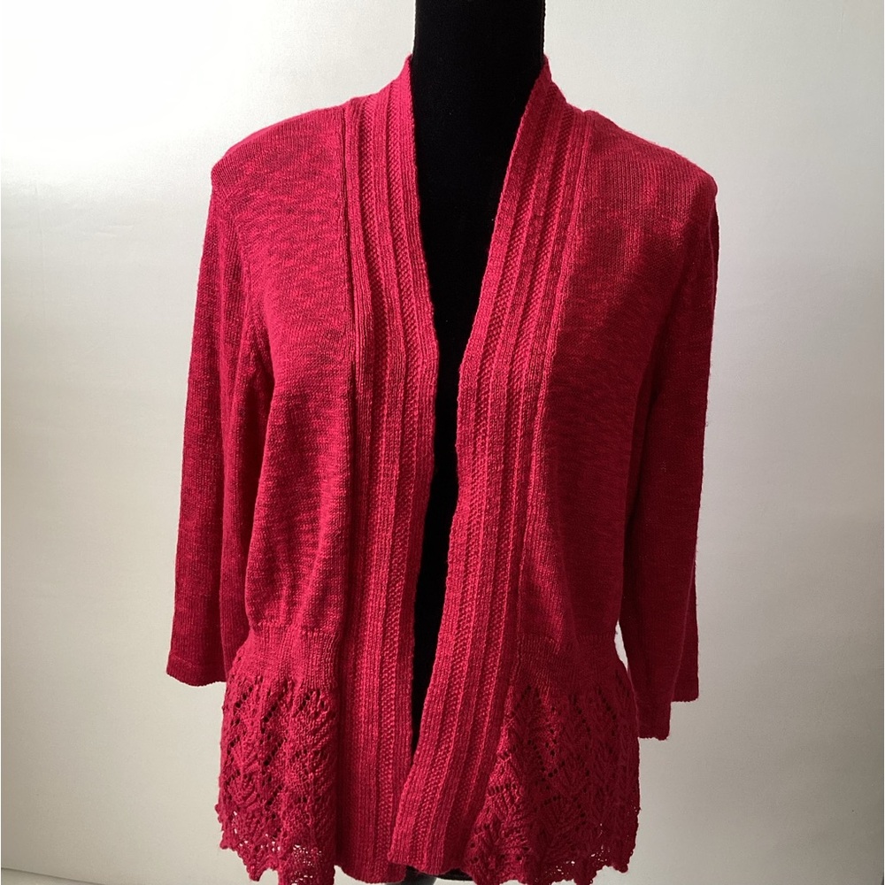 Westport 3/4” inch sleeve open front sweater.